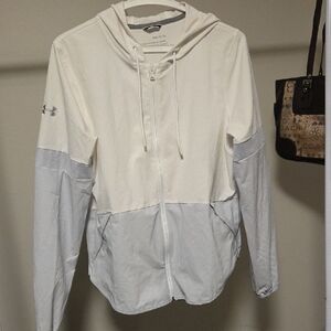 Under Armour Two-Tone White and Light Gray Zip-Up Hoodie